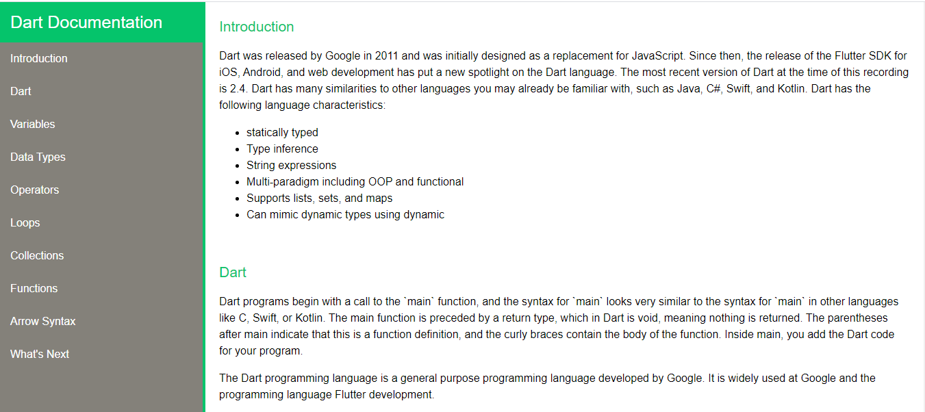 Dart Documentation